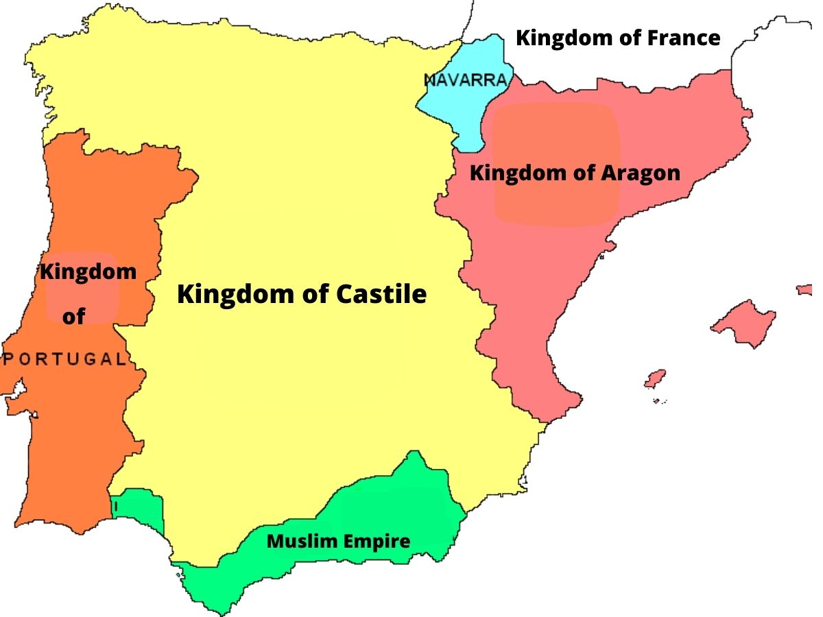 Объединение испании. Кастилия Арагон Наварра. Леон Кастилия Наварра Арагон. Кастилия и Арагон на карте Испании. Кастилия Арагон и Наварра карта.